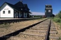 A historic site in the Ukrainian Cultural Heritage Village in Alberta, Canada is the ancient railway station.