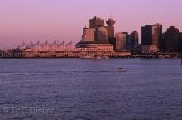 A perfectly clear evening in Vancouver City, British Columbia, Canada during sunset on a summers day.