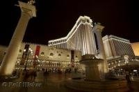 The towers and intricately designed buildings of The Venetian Resort Hotel Casino in Las Vegas, Nevada.