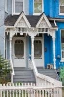 The unique architecture of the Victorian styled house near the Kensington Market in the downtown area of Toronto, Ontario in Canada.