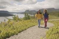 Stock photo of a couple hiking in the Gros Morne National Park a part of the Viking Trail.
