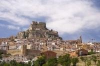 The village of Morella surrounds the Castillo de Morella in Valencia, Spain in Europe.