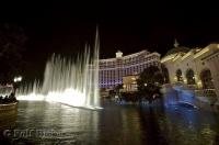 A stunning water show gets underway in front of the Bellagio Hotel and Casino in Las Vegas, Nevada.