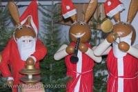 Each wooden rabbit on display at the Christmas markets in the town of Michelstadt, Hessen in Germany is playing a different musical instrument.