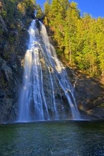photo of Fan Formation Waterfall Beautiful Scenic Forest Picture