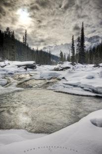 photo of Mistaya River Rocky Mountain Winter Scenery