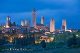 photo of San Gimignano Skyline At Dusk Siena Tuscany Italy