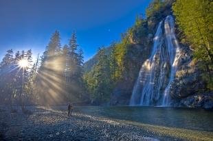 photo of Tourists Virgin Falls Scenic Waterfall Picture