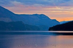 photo of Beautiful Slocan Lake Sunset Central Kootenay BC Canada