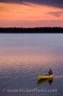 photo of Sunset Canoe Lake Audy Riding Mountain National Park Manitoba Canada