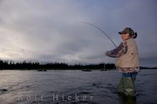 photo of Woman Fly Fishing Salmon River Main Brook Newfoundland