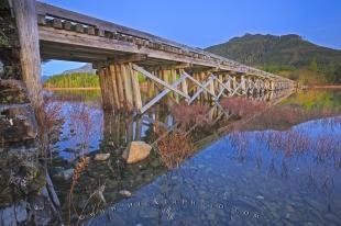 photo of Wooden Bridge Picture Scenic Lake Forest Reflections