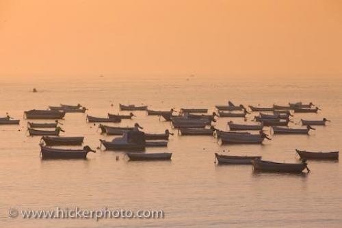 Photo: 
Anchored Fishing Boats Cadiz City Sunset