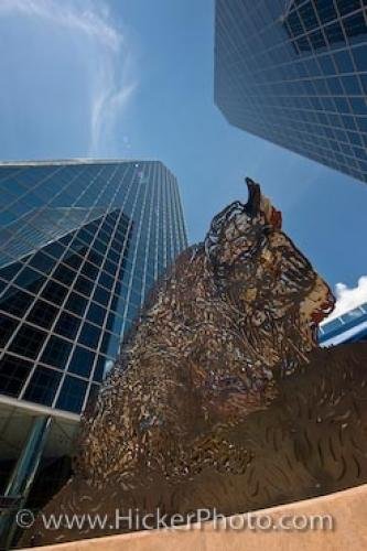 Photo: 
High Rise Buildings Bison Sculpture Frederick W Hill Mall Regina Saskatchewan