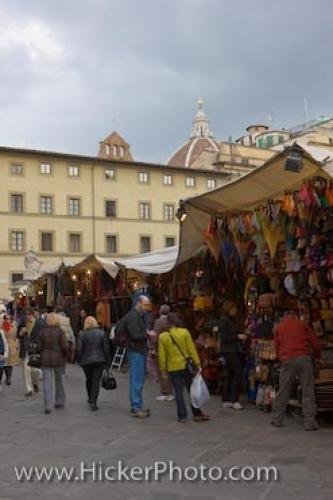 Photo: 
Florence Shopping Market Stalls Tuscany Italy