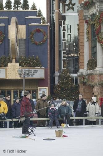 Photo of a funny fisherman pretending to ice fish<br />on an in Quebec city during the winter carnival. Photo: 
Funny Fisherman Picture