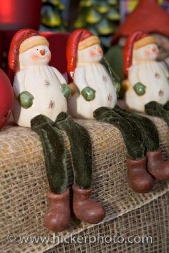 Photo of handcrafted snowman ornaments at the<br />Hexenagger Castle Christmas Markets, Germany. Photo: 
Handcrafted Christmas Ornaments Snowmen Hexenagger Castle Markets Germany