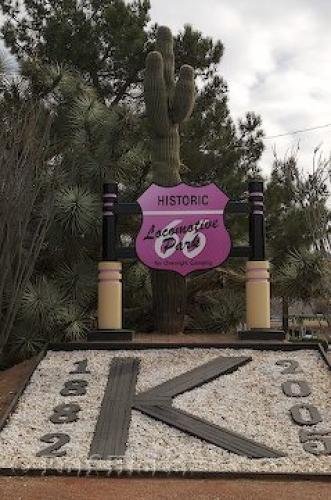 Photo of the sign outside historic Locomotive<br />Park in Kingman, Arizona in USA. Photo: 
Kingman Locomotive Park