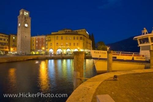 Photo: 
Lake Garda Waterfront Dusk Riva Del Garda Italy Europe
