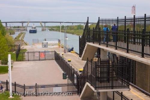 Photo of the platform at Lock 3 at St Catharines Musuem in Ontario, Canada where tourists can watch a ship enter. Photo: 
Lock 3 Ship St Catharines Museum Ontario