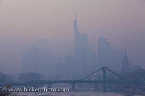 Photo: 
Misty Frankfurt City At Dusk Hessen Germany
