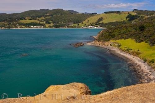 Photo of the blue waters of Hokianga Harbour with the small town of Omapere, New Zealand nestled along the coastline. Photo: 
Omapere Hokianga Harbour New Zealand