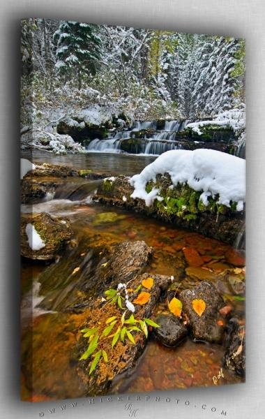 Photo: 
Fall Leaves Early Winter at Creek Canvas Fine Art Photo