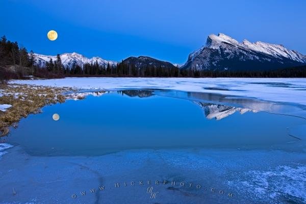 Photo: 
Mount Rundle Winter Reflections 2nd Vermilion Lake Full Moon