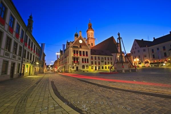 Photo: 
Town Square At Dusk Marienplatz Freising Bavaria